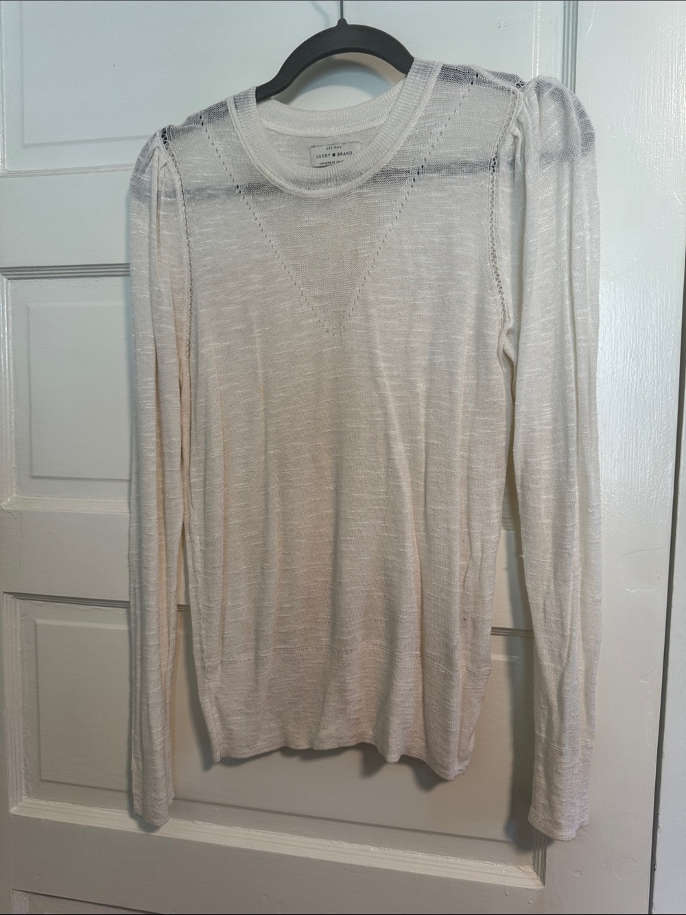 Lucky Brand Cream Crew Neck Long-Sleeve Sweater